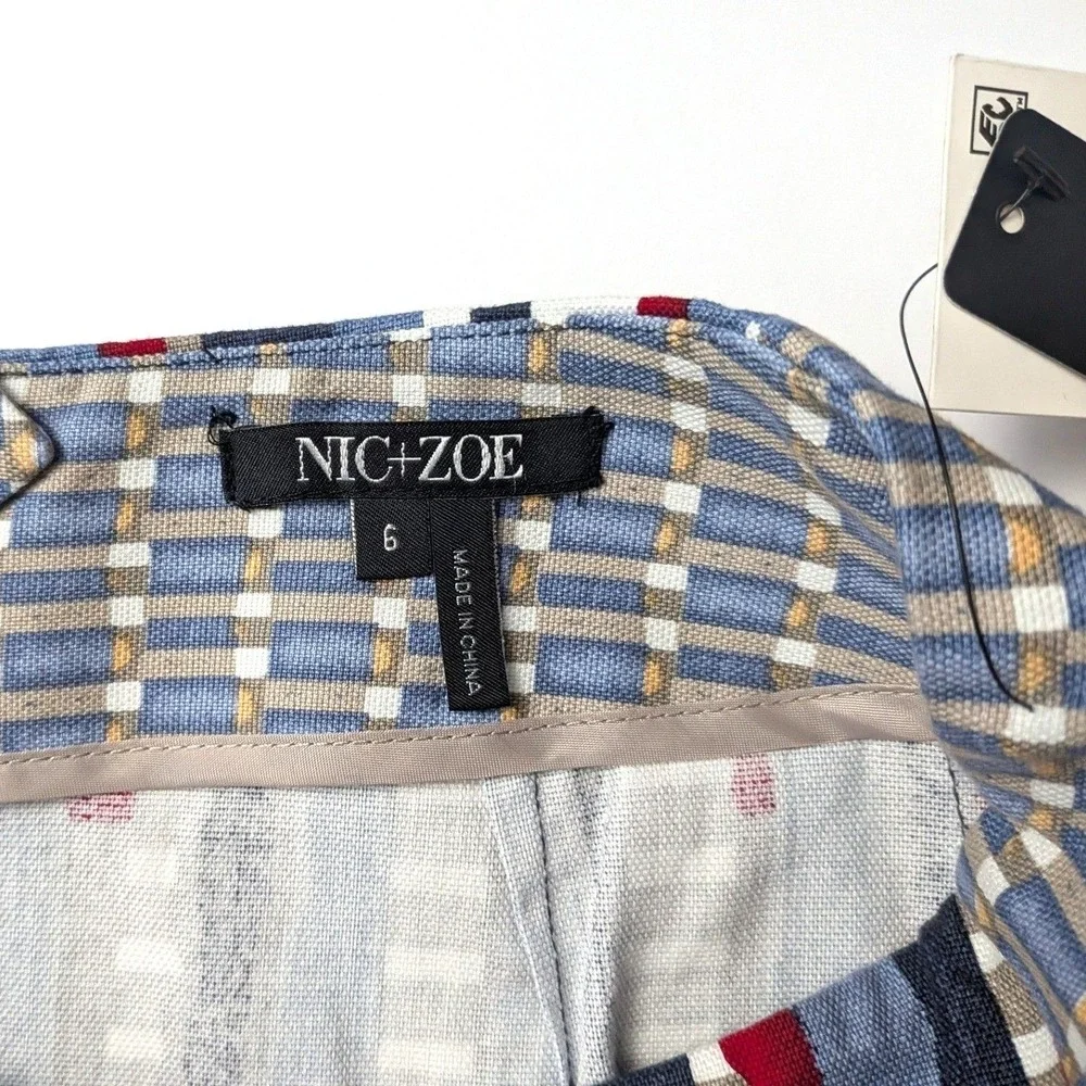 NIC+ZOE Geometric Print Pencil Skirt Cotton Multicolor Office‎ Workwear Sz 6 NWT